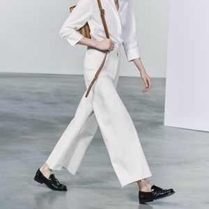 Zara High Waist Marine Straight Jeans White US0 EU32